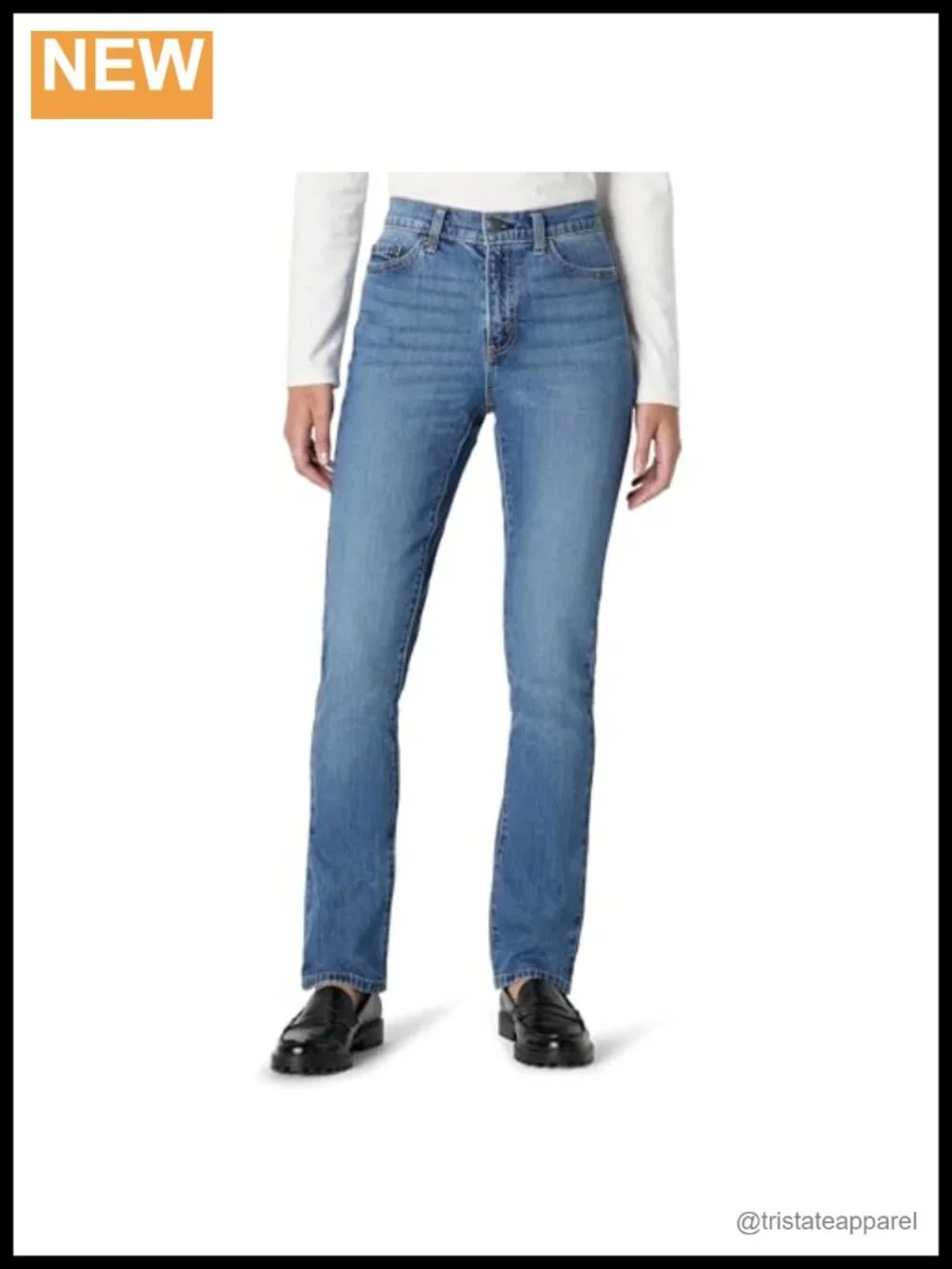 Women's Slim-Fit Mid-Rise Straight Leg Jeans Medium Stretch